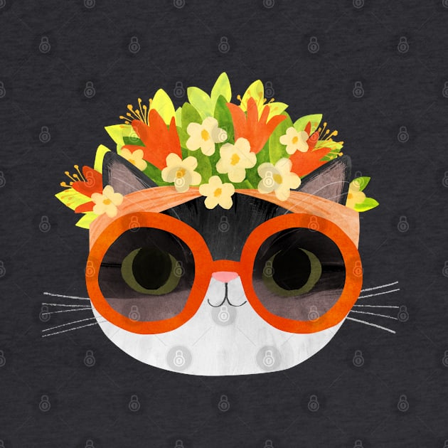 Summer Vibes Flower Crown Cat by Planet Cat Studio